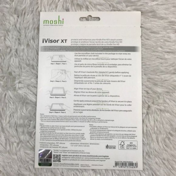 NWOT Moshi iVisor XT (HD clear) No-Bubble Screen Protector for Kindle Fire HD 7 - Picture 5 of 8
